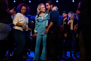 Democrat Aftyn Behn comforts a supporter following her concession speech in Nashville
